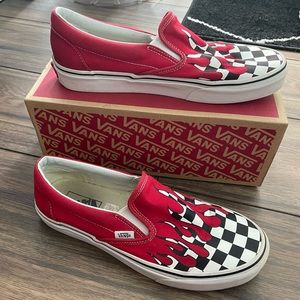 Checkered Flame Slip On Vans